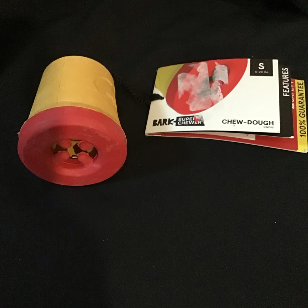 Bark Super Chewer Chew Dough Dog Toy Size S 0 20‎ lbs Yellow Red
